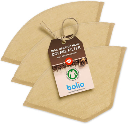 Organic Hemp Reusable Coffee Filter (3, No.2 Flat)