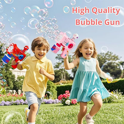 Bubble Gun for Kids, 2 Pack Bubble Machine, Outdoor Summer Toys for Kids 3-8, Toddler Blaster with Powerful Motor, Light-Up Blower for Backyard, Beach, Pool, and Birthday