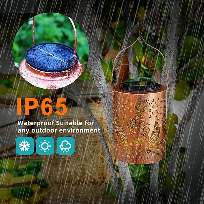 Mothers Day Gifts, Cardinal Solar Lantern Outdoor Waterproof, Large 13.4" Metal Decorative Hanging Lantern, Oversized Solar Panel & 2000mAh Battery, Warm Glow for Garden Decor & Patio Ambience