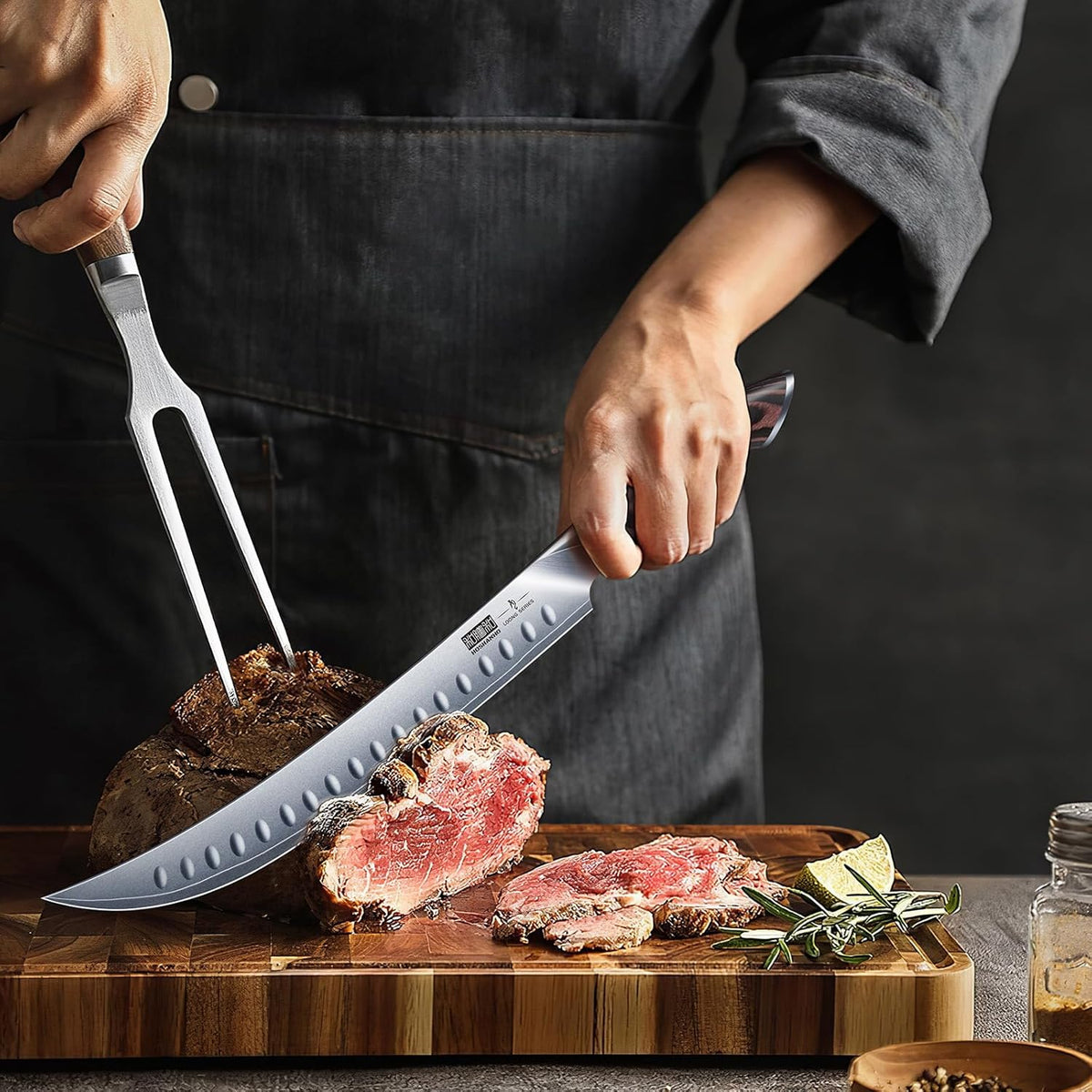 Carving Slicing Knife, 10 Inch Japanese High Carbon Steel Brisket Knife with Ergonomic Pakkawood Handle