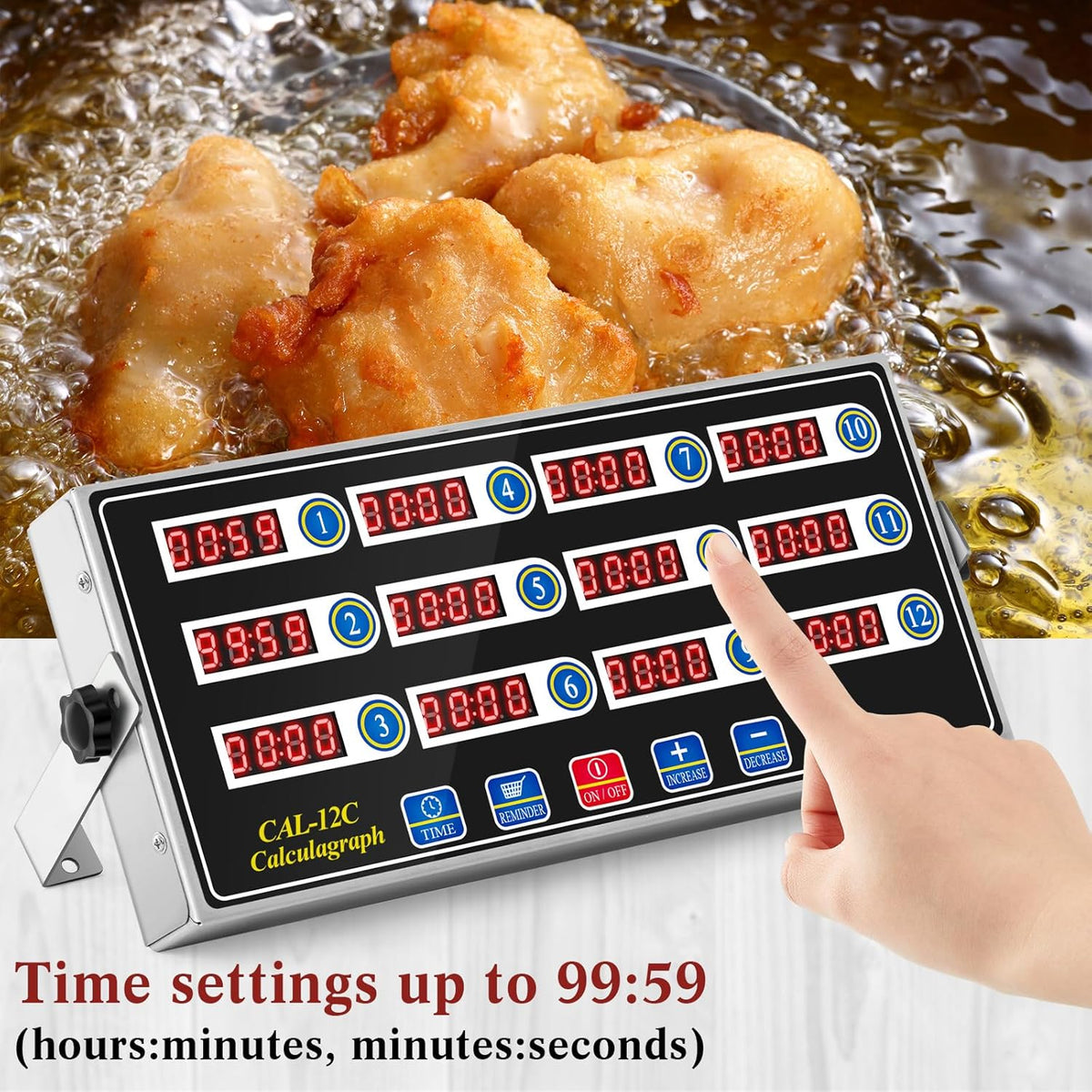 2 Pack 12-Channel Digital Kitchen Timer, Commercial Cooking Timer with Loud Alarm, Large LCD Display, for Restaurants, Baking, Labs