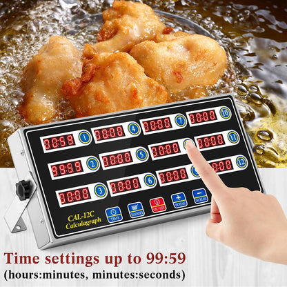 2 Pack 12-Channel Digital Kitchen Timer, Commercial Cooking Timer with Loud Alarm, Large LCD Display, for Restaurants, Baking, Labs