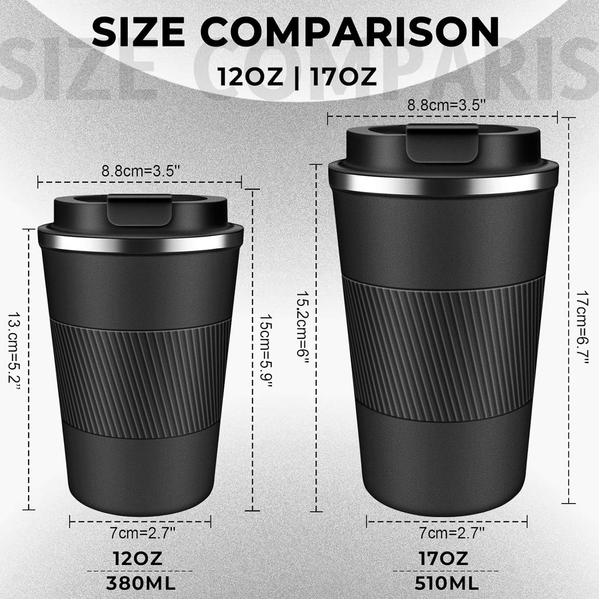 Insulated Coffee Tumbler 17 oz, Stainless Steel Coffee Mug with Lids, Travel Coffee Mug Leak Proof, Double Wall Vacuum Insulated Reusable Coffee Cup