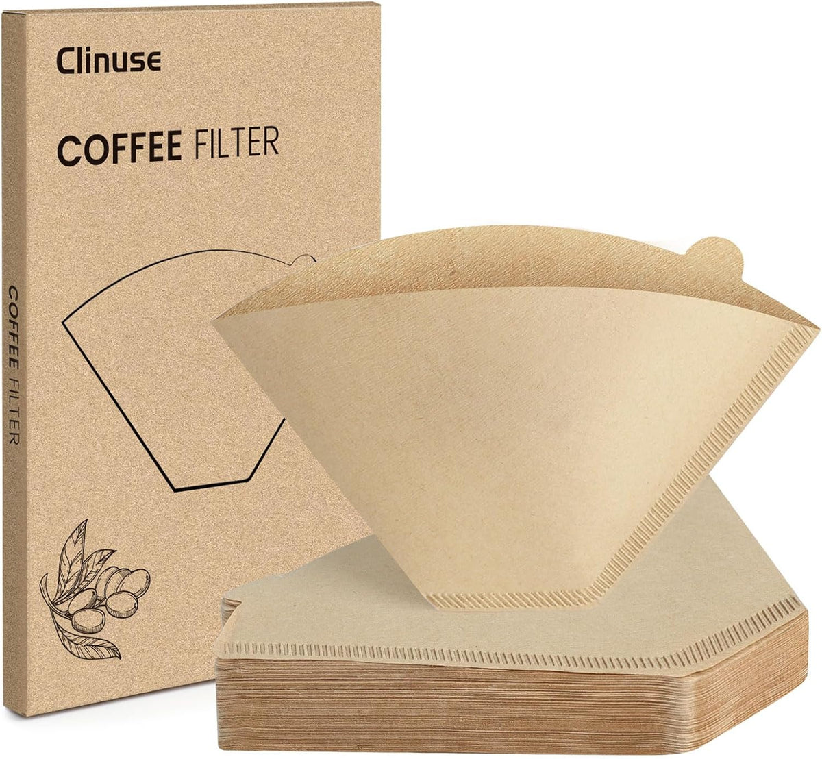 Coffee Filters 160 Count, Size 04 Cone Filters 8-12 Cup, Unbleached Disposable Natural Paper Filters