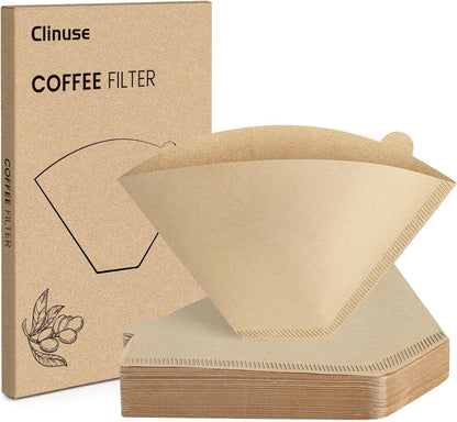 Coffee Filters 160 Count, Size 04 Cone Filters 8-12 Cup, Unbleached Disposable Natural Paper Filters