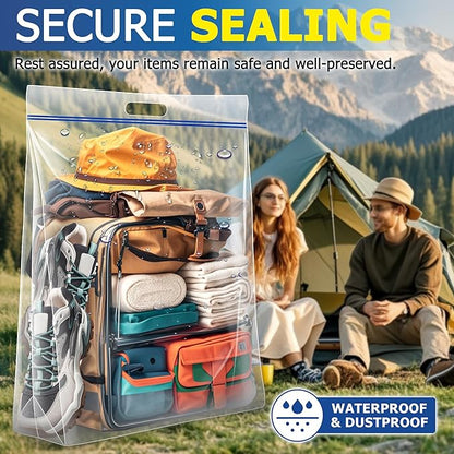25 Gallon Jumbo Storage Bags, 3.5 Mil Thick Clear Plastic Zipper Bags with Handles, 35" x 24" Extra Large XL Heavy Duty for Home, Travel, and Moving (10 Packs)