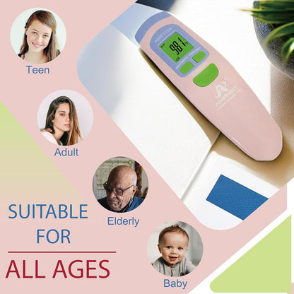 Amplim Non-Contact Forehead Thermometer for Adults, Kids & Infants, Ampmed No-Touch Medical Grade Temporal Fever Thermometer with Case