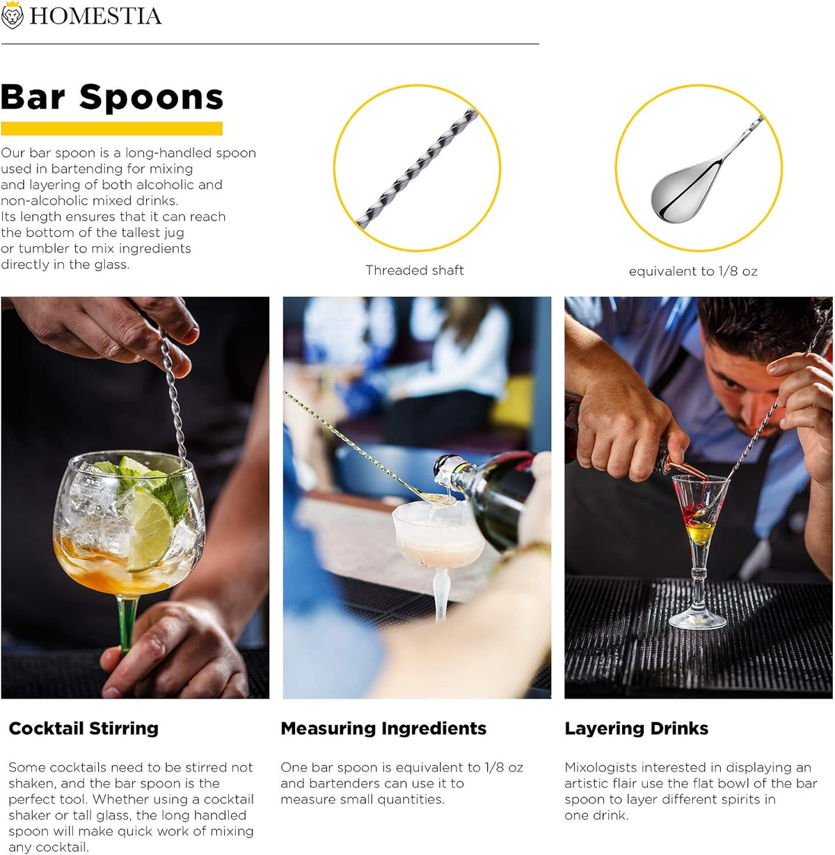 Homestia 12 Inch Bar Spoon, 2 Pcs Cocktail Spoon wIth Mermaid Shell Decor | Dirty Soda Bar Supplies, Stainless Steel Coffee Bar Use, Mixing &amp; Layering Drink Stirrer, Long Spoon for Bartending Stirring