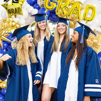 Graduation Balloon Arch Garland Kit Blue White Gold Graduation Decorations 2026 for College High School Class of 2026 Grad Party Prom Decor