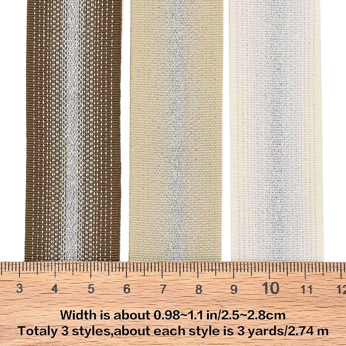BEEFLYING 3 Styles Wire Edged Ribbons for Gift Wrapping, 25~28mm×2.7m Fabric Ribbons Strip Ribbons for Wedding Party Decoration Hair Bows Flower Bounquet Sewing and Craft, 9 Yards