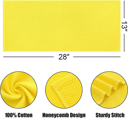 Kitinjoy 100% Cotton Waffle Weave Kitchen Towels, 4-Pack Super Soft and Absorbent Dish Towels for Drying Dishes, Kitchen Hand Towels, 13 in x 28 in, Yellow
