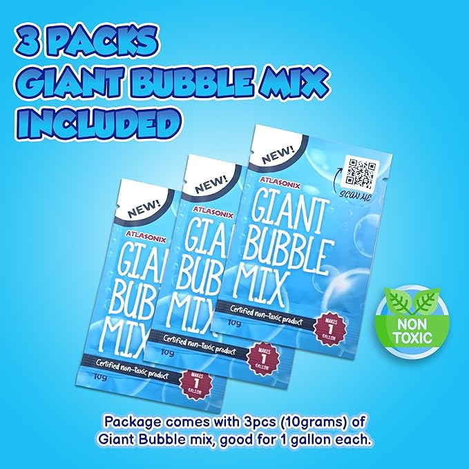 Bubble Wands for Kids | Giant Bubble Wand | Bubbles for Kids | 19,11 Large Bubbles Rings Blowing Set for Big Bubbles Includes 3 Original Mix Kit