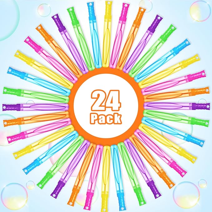 24PCS Bubble Wands for Kids,Bulk Bubble Wand for Kids Party Favor, Bubble Maker for Party Favor,Birthday,Goodie Bags, Wedding, Carnival Prizes, Summer Outdoor Toy Gifts, Assortment 6 Colors
