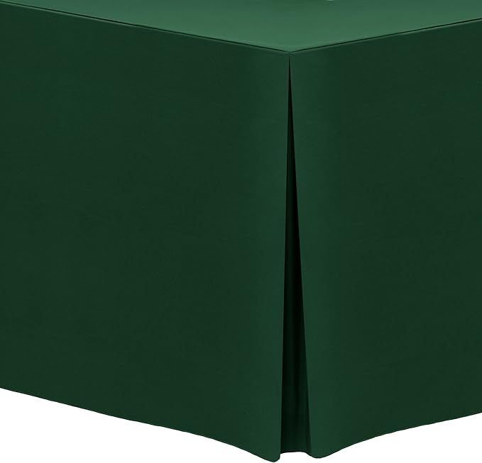 Ultimate Textile -2 Pack- 5 ft. Fitted Polyester Tablecloth - Fits 30 x 60-Inch Banquet and Folding Rectangular Tables - 42" H, Hunter Green