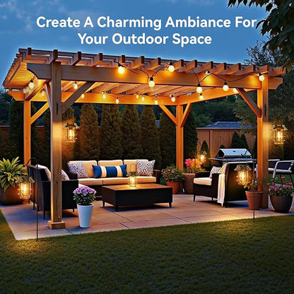 Ahaorigin Solar Lanterns Outdoor Waterproof, High Brightness Hanging Solar Lights for Outside with Wall Hooks, Retro Metal Outdoor Lanterns Auto On/Off for Porch, Patio, Yard Decor 2 Pack