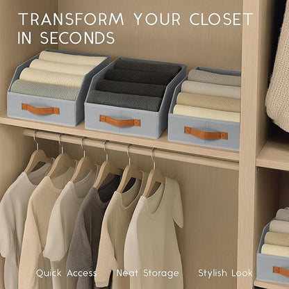 Homsorout Fabric Storage Bins for Organizing - 4 Pack Large Trapezoid Collapsible Storage Bins with Front Handle, Closet Organizers and Storage for Bedroom, Home Shelves, Small Spaces, Grey