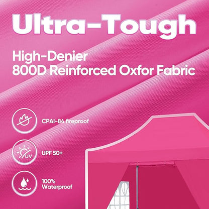Quictent 10x15 Heavy Duty Pop Up Canopy Tent with Sidewalls, Hexagonal Legs- Commercial Instant Shelter with 3-Year Frame Warranty, 800D Waterproof Oxford Fabric for Weddings, Events, Outdoor Markets