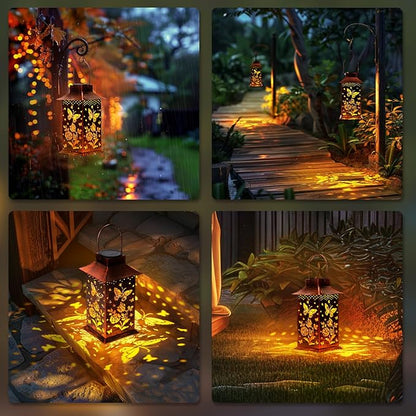Homemory Butterfly Solar Lanterns Outdoor Waterproof, Birthday Gifts for Women Mom Grandma, LED Metal Decoration for Outside, Yard, Backyard, Porch, Lawn