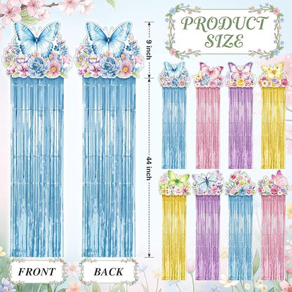 Tenceur 8 Pcs Large Spring Butterfly Party Hanging Decorations with Tassels Flowers Birthday Centerpieces for Outdoor Indoor Home Lawn Yard Garden Supplies