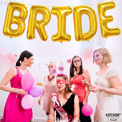 KatchOn, Giant Gold Bride Balloons - 40 Inch | Bachelorette Party Decorations | Gold Bride Balloon for Bridal Shower Decorations | Bridal Shower Balloon | Bachelorette Balloons