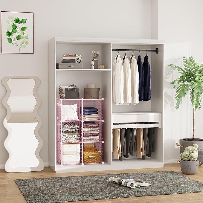 C&AHOME Wire Cube Storage, 6 - Cube Organizer Metal C Grids, Modular Shelves Units, Closet Organizer, Ideal for Home, Office, Living Room, 36.6”L x 12.4”W 36.6”H, Pink UWCS3006P