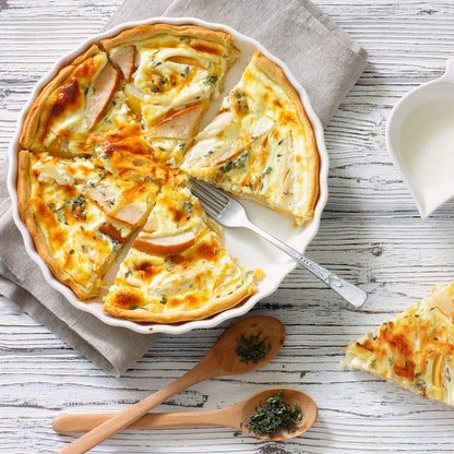 Delling Set of 2 Tart Pans, 9.5 inch Quiche Pan, Ceramic Fluted Quiche Baking Dish/Pie Pan, Perfect for Baking Tart Pies and Chicken Pot Pie