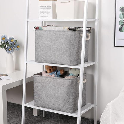 Bidtakay Grey Baskets [2-Pack] Shelf Baskets for Storage 16" X 11.8" X 11.8" Large Fabric Rectangular Decorative Storage Basket Organization Bins for Shelves Closet Home Organization(Grey)