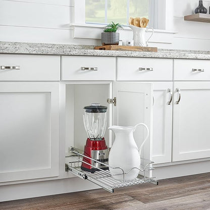 Rev-A-Shelf Pullout Kitchen Cabinet Drawer and Rolling Organizer Cabinet Pantry Storage Basket in Multiple Sizes, 12 x 22 in, 5WB1-1222CR-1
