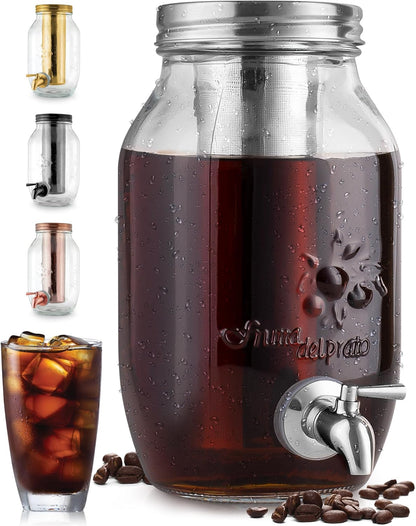 Zulay Kitchen 1.5 Liter Cold Brew Coffee Maker with EXTRA-THICK Glass Carafe & Stainless Steel Mesh Filter - Premium Iced Coffee Maker