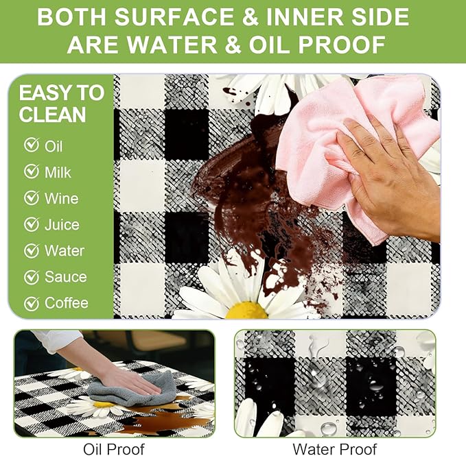 ANNA QUEEN 6FT Chrysanthemums Spring Picnic Table Cover with Bench Covers Picnic Table Cover Set 3PCS 72"x30", Waterproof Outdoor Bench and Tablecloth Furniture Protection for Camping Beach BBQ