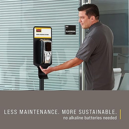 Rubbermaid Commercial Products AutoFoam LumeCel Hand Soap & Sanitizer Dispenser, Black/Chrome, Battery Free, Powered by Indoor Light, Touchless, Wall Mount, for Restrooms in Offices/Hotels