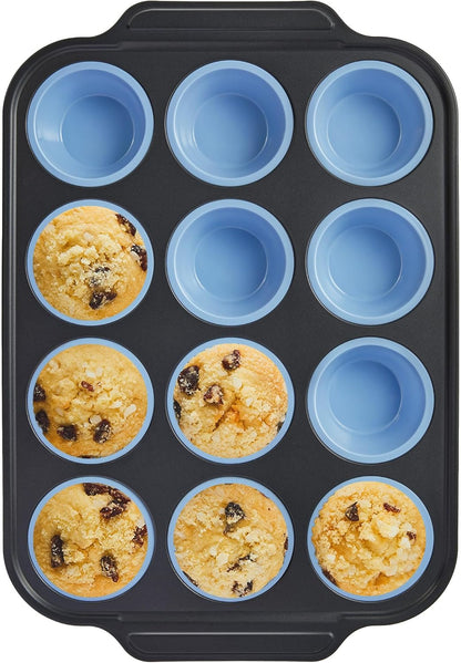 Silicone Muffin Pans for Baking with Metal Frame, Egg Bite Molds, Cupcake Pans 12 Regular Size