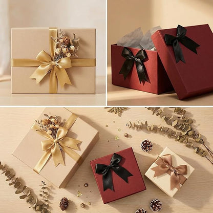 Gold Gift Wrap Bows – 100 Pcs 3.3 Inch Elegant Metallic Self Adhesive Bows for Wedding, Christmas, Corporate Events, Baby Shower, Birthday,Party Decorations (Includes 100 Adhesive)