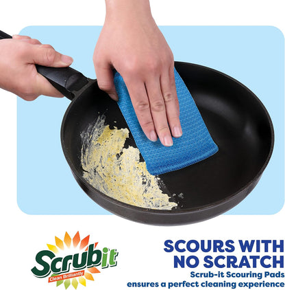 SCRUBIT Multi-Purpose Scouring Pad - Non-Scratch Cleaning Sponges for Pots, Pans, Dishes, Utensils & Non-Stick Cookware - Scrubbing Pads Use for Kitchen, Bathroom - 6 Pack Dish Sponge- (Red)