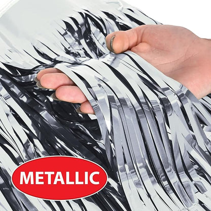2-Ply FR Metallic Fringe Drape (silver) Party Accessory (1 count)