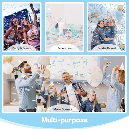1.2LBS Confetti,Pale Sky Blue Biodegradable Confetti - Rectangular Fluttering Tissue Paper Confetti for Gender Reveal and Launcher use – Parties, Concerts and Weddings for Events