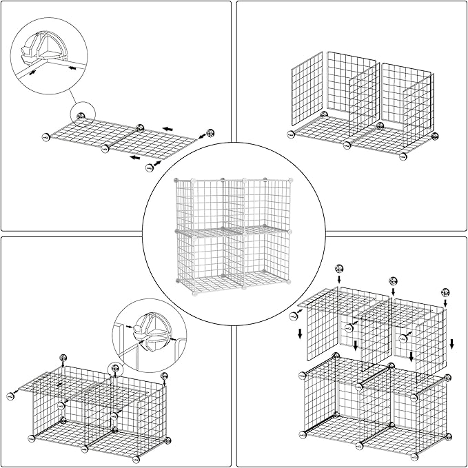 C&AHOME Wire Cube Storage, 4-Cube Storage Organizer Metal, C Grids Storage Bins Shelving, Modular Bookshelf Shelf, Closet Cabinet Ideal for Bedroom, Office 12.4”L x 24.8”W 36.6”H White UWCS3004W