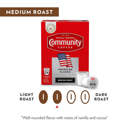Community Coffee American Classic 24 Count Coffee Pods, Medium Roast, Compatible with Keurig 2.0 K-Cup Brewers, 24 Count