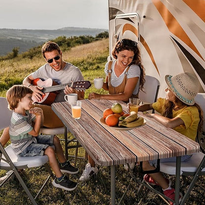 Picnic Table Cover with Bench Covers Camping Essentials Farmhouse Outdoor Table Covers Wood Grain Waterproof Windproof Fitted Tablecloth Cover with Elastic Edge for Indoor & Outdoor 3 PCS 30x72 Inch