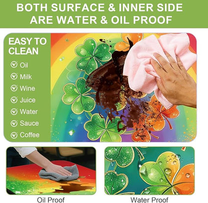 ANNA QUEEN 6FT Rainbow Clover Outdoor St. Patrick's Picnic Table Cover with Bench Covers Picnic Table Cover Set 3PCS 72"x30", Outdoor Bench and Tablecloth Furniture Protection