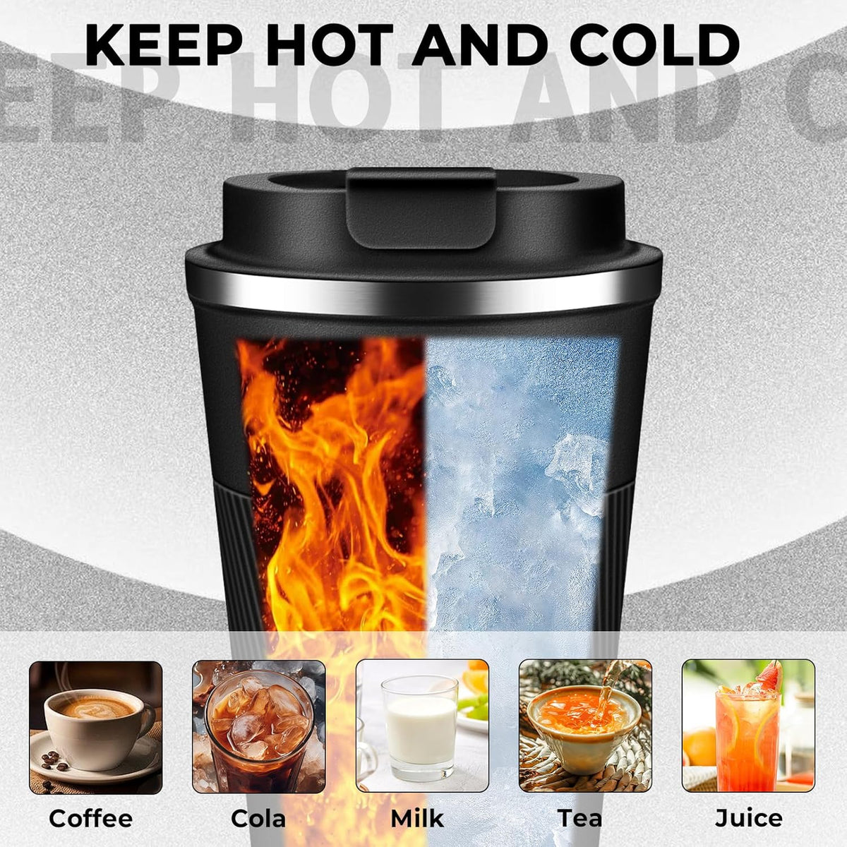 Insulated Coffee Tumbler 17 oz, Stainless Steel Coffee Mug with Lids, Travel Coffee Mug Leak Proof, Double Wall Vacuum Insulated Reusable Coffee Cup