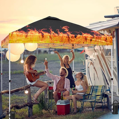 EAGLE PEAK Pop Up Canopy Tent with Wheeled Carry Bag, 8 Stakes, 4 Ropes, 4 Weight Bags, Easy Set Up Tent Canopy, 10x10 ft, 100sqft of Shade, Flame