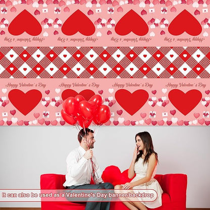 OHOME 2 Pack Valentines Day Decorations - Valentines Decor - Disposable Plastic Valentines Tablecloth | Valentine Decorations Indoor - Valentines Party Decorations Favors | Valentines Backdrop Banner