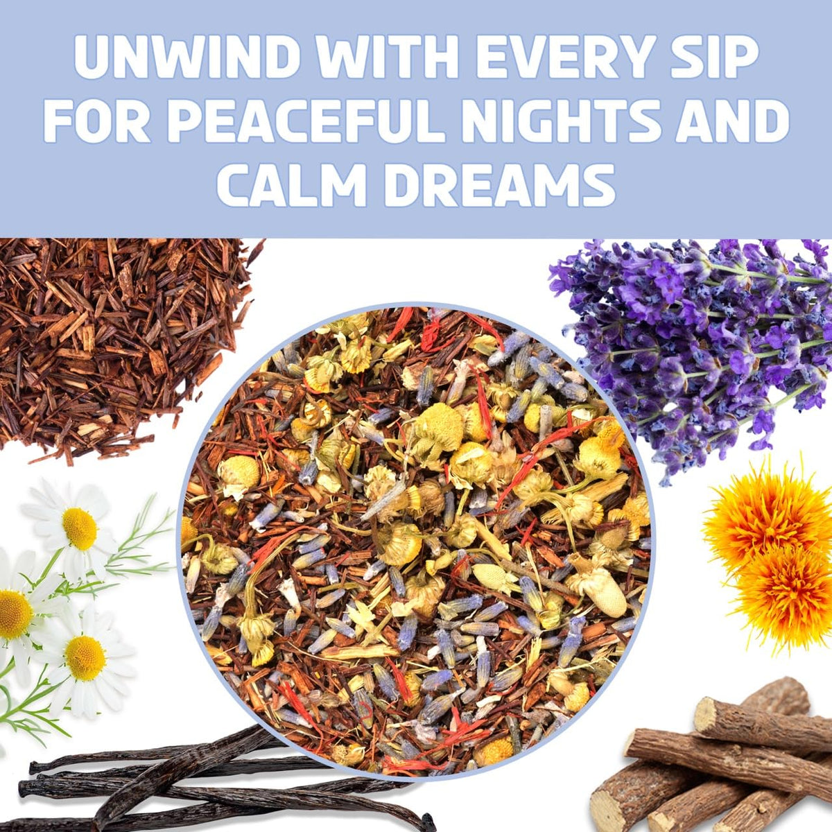 Brewix, Bedtime Blossom Calming Tea For Sleep (50+ Cups) Herbal All Natural, Supports a Good Night’s Sleep, Night Time, Caffeine Free with Rooibos