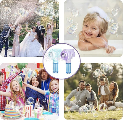 Automatic Bubble Guns with Light, Zealous 2pc High Output Bubble Machines with Bubble Solution & Bubble Concentrate,Handheld Battery Operated Bubble Maker Toys for 3000+