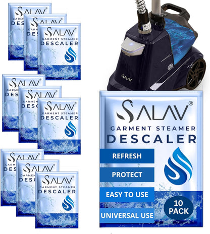 Garment Steamer Descaling Solution Decalcifier Packets for Mineral Deposits and Build-up Removal, Maintenance for Clothes, Works with all Garment Steamer Brands, Cleans Build Up, 10 packs