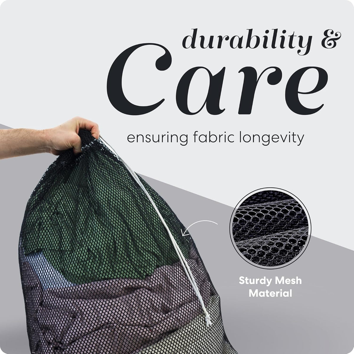 Handy Laundry Mesh XL Laundry Bag - Durable, Machine Washable with Secure Drawstring Closure - Perfect for College Dorms, Laundromats, Apartments (Black, Large 24" x 36")