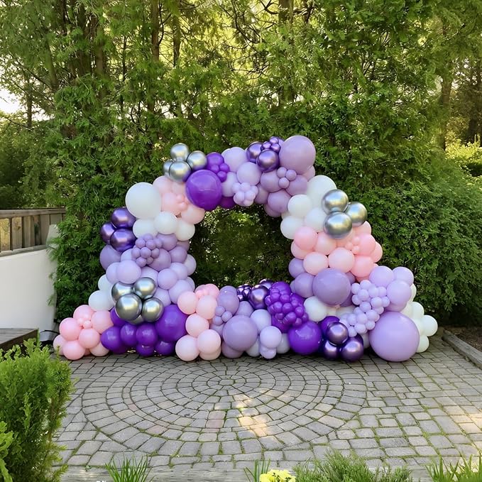 Lukiituke Pink and Purple Balloon Arch Kit, 134Pcs Light Purple and Pink Balloons, 4 Sizes Light Pink Purple Balloons for Wedding Bridal Baby Shower Birthday Party Decorations
