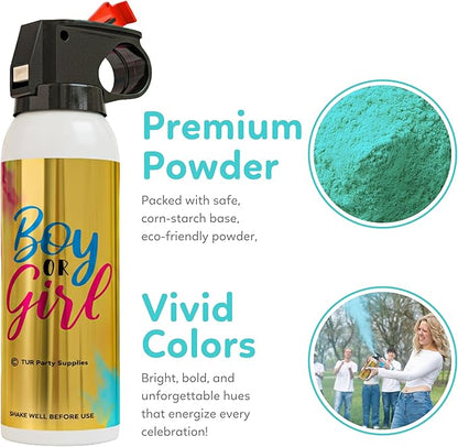 Baby Boy Gender Reveal Fire Extinguisher Smoke Bombs Powder Cannon | 2 Pack Blue | Fireworks Alternative | Biodegradable | Decorations for Photoshoots, Celebrations, Parties | TUR Party Supplies