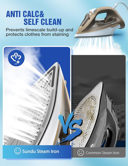 Large Irons Steamer for Clothes, 1500W Iron Non-Stick Ceramic Soleplate, 500 Microsteam Holes, Powerful Steam Iron, Auto shutoff, Self-Cleaning, 12.31oz Water Tank Ironing Clothes for All Fabrics